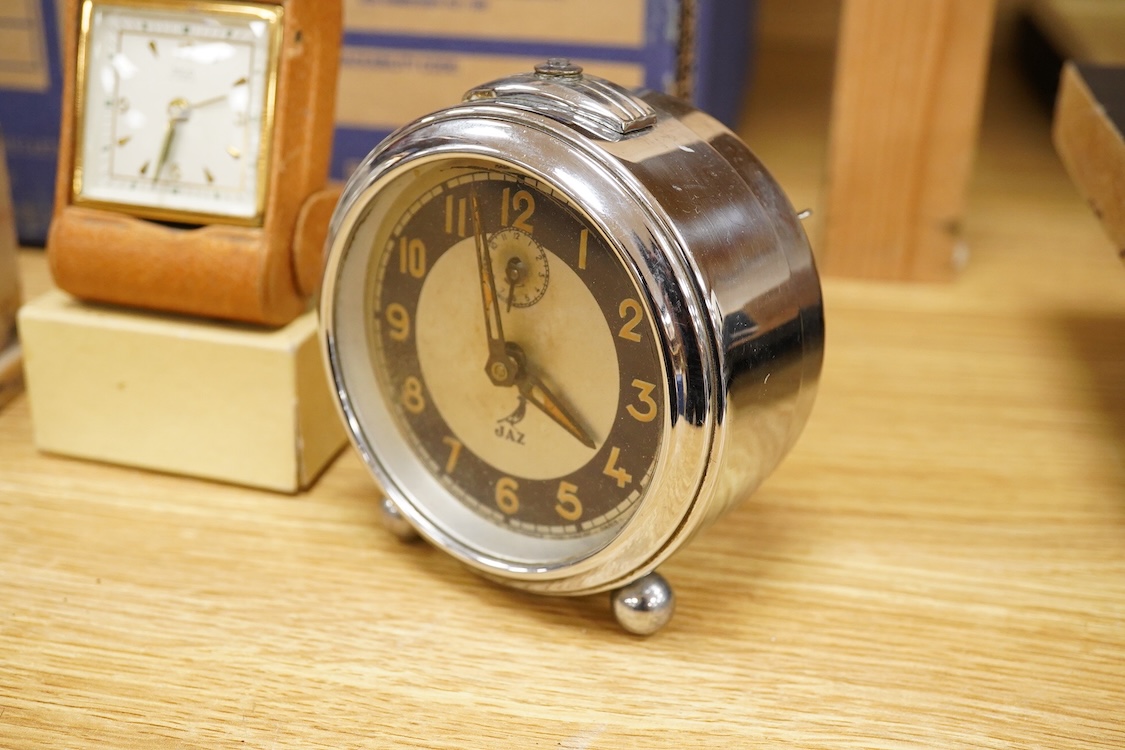 Four Art Deco timepieces, tallest 20cm